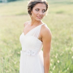 Bridal Flower Dress Sash. Bridal Gown Flower Sash.